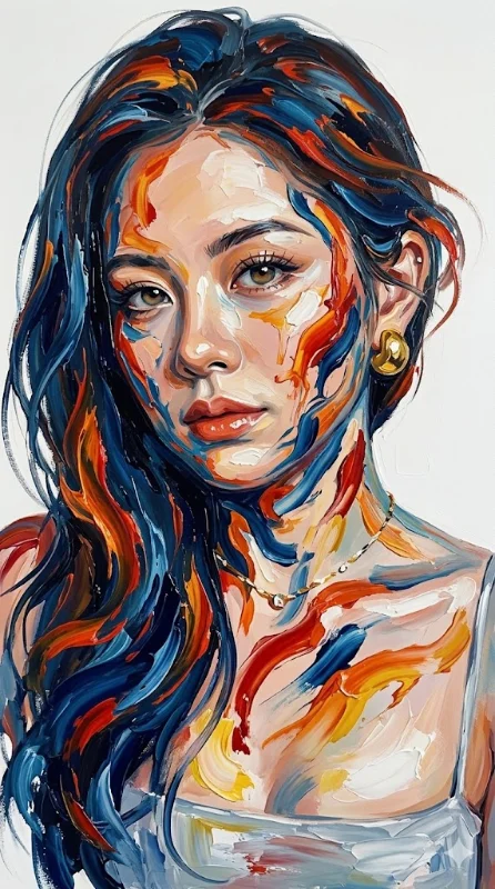 Thick impasto oil painting style